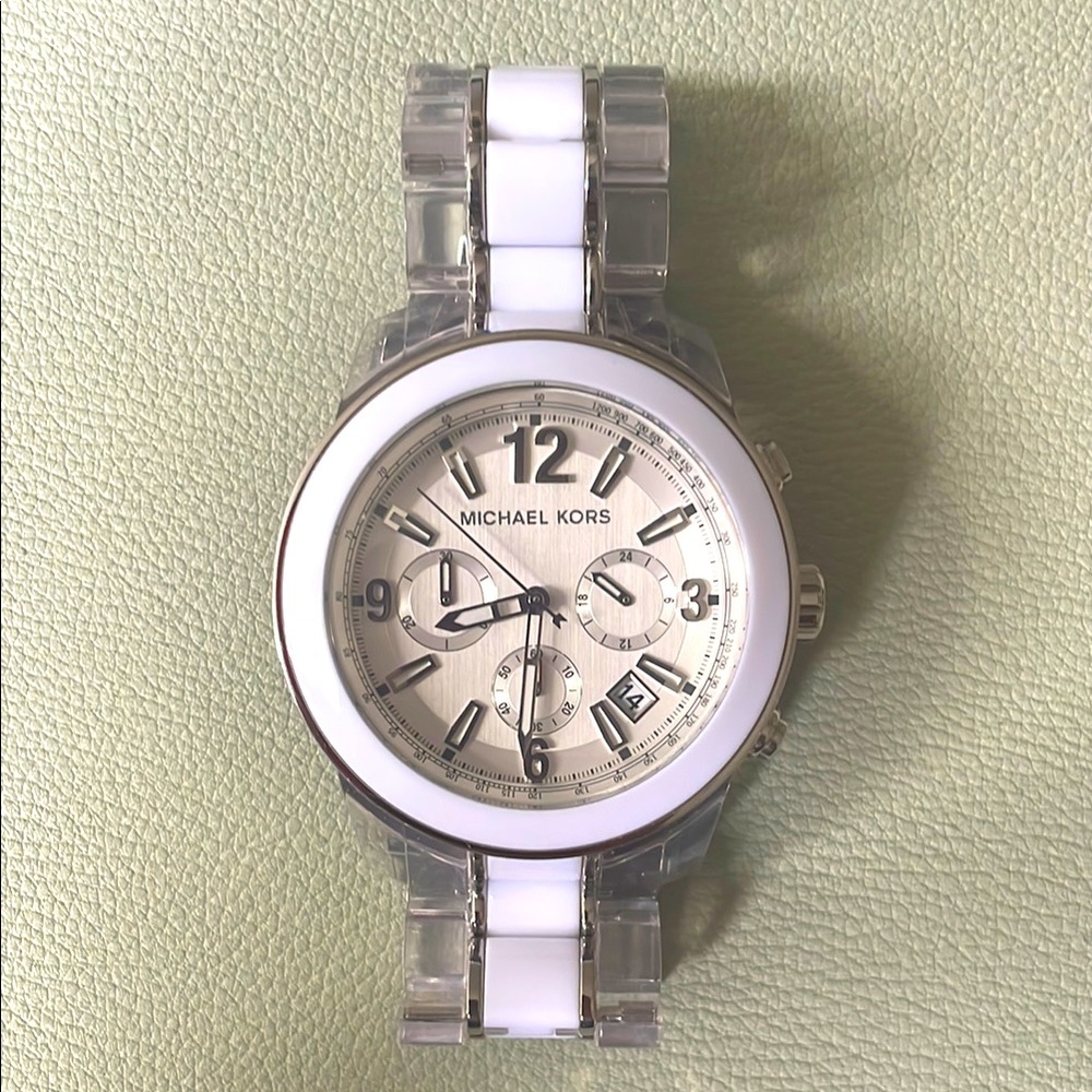 Michael Kors Silver and White Watch